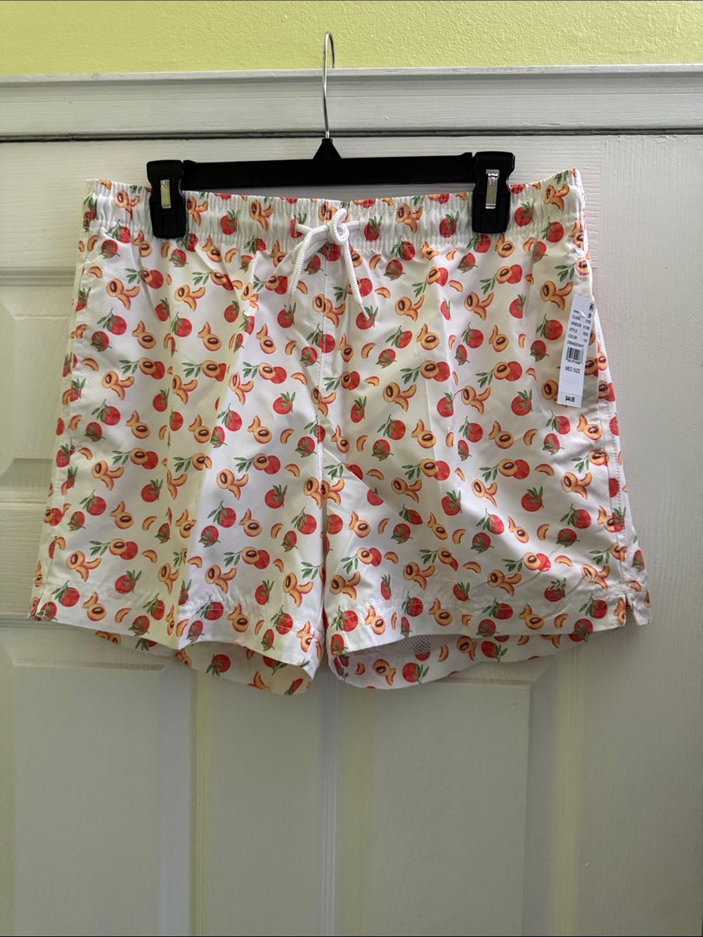 NWT MEN’s PACSUN White Peach-Print Drawstring Swim Shorts size MEDIUM (31-33)
